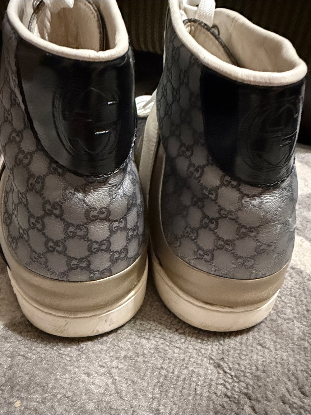 Gucci Mens 11.5 leather monogram high tops - Picture 4 of 5